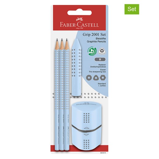 Faber-Castell 4-częściowy zestaw przyborów szkolnych &quot;Set Grip 2001&quot; w kolorze błękitnym ze sklepu Limango Polska w kategorii Akcesoria biurowe - zdjęcie 175368883