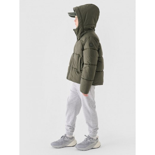Chłopięca kurtka puchowa pikowana 4F 4FJWAW24TDJAM463 - khaki 4f Junior 146 Sportstylestory.com