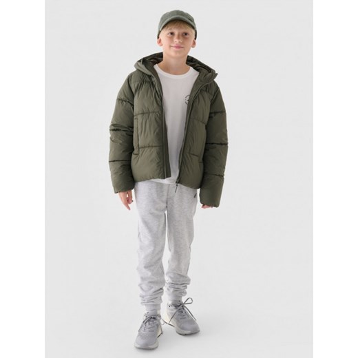 Chłopięca kurtka puchowa pikowana 4F 4FJWAW24TDJAM463 - khaki 4f Junior 152 Sportstylestory.com