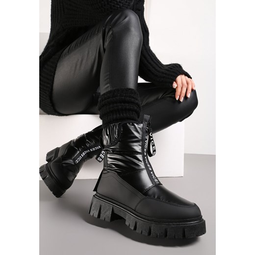 Czarne Śniegowce na Grubej Podeszwie z Suwakiem Cresandi ze sklepu born2be.pl w kategorii Śniegowce damskie - zdjęcie 175371133