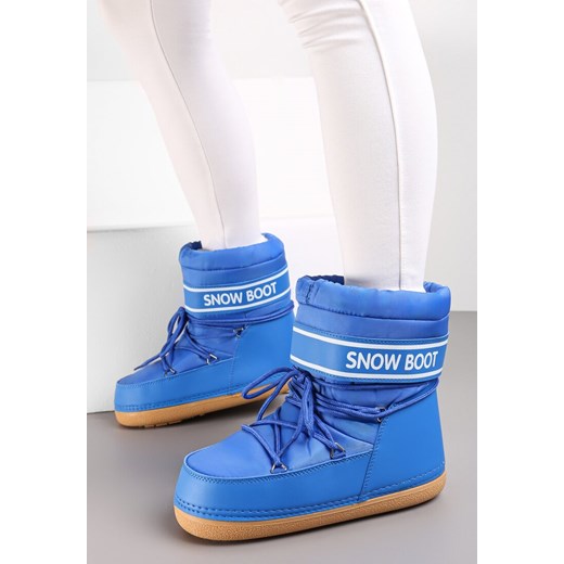 Niebieskie Śniegowce za Kostkę z Ozdobnym Wiązaniem Zesdi 39-40 okazja born2be.pl