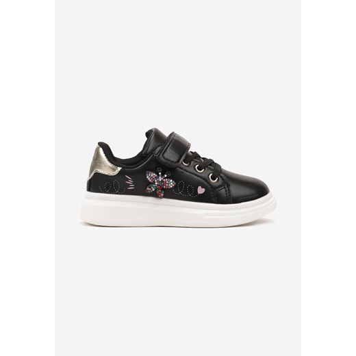Czarne Buty Sportowe Sneakersy z Cyrkoniami i Sznurowaniem Patirra ze sklepu renee.pl w kategorii Buty sportowe dziecięce - zdjęcie 175374014