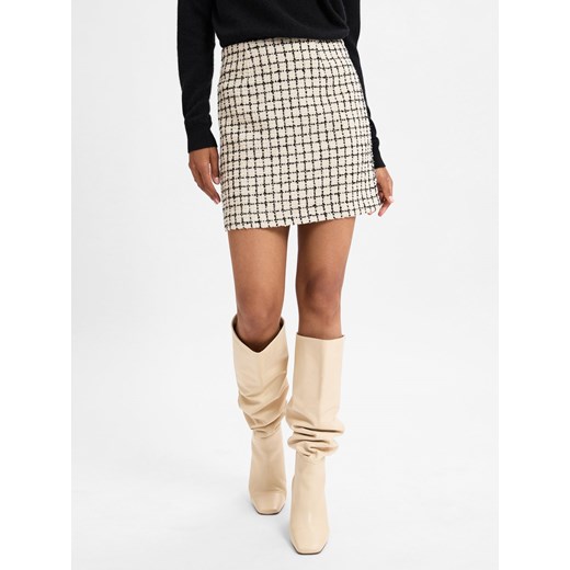 EDITED Damska spódniczka mini - Josie Kobiety Sztuczne włókno biały w kratkę ze sklepu vangraaf w kategorii Spódnice - zdjęcie 175381404