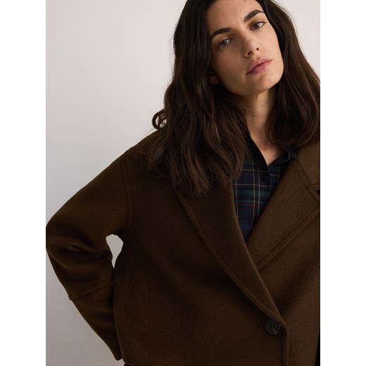 Reserved - Krótka kurtka z wełną - brązowy Reserved XS Reserved