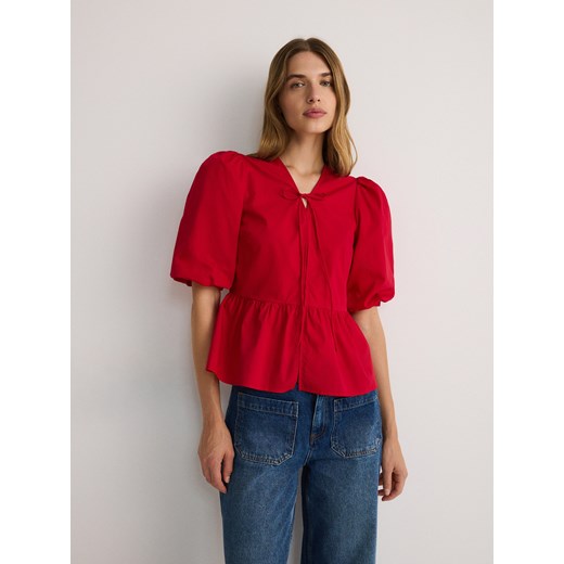 Bluzka damska Reserved czerwona z bawełny na wiosnę 