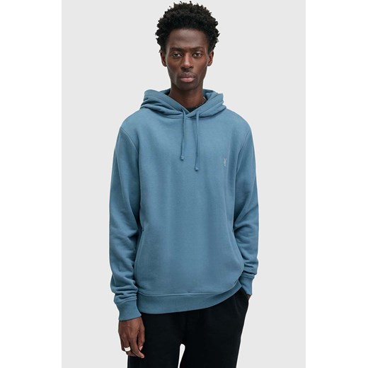 AllSaints bluza bawełniana RAVEN OTH HOODY męska kolor niebieski z kapturem gładka M003NZ ze sklepu ANSWEAR.com w kategorii Bluzy męskie - zdjęcie 175386050