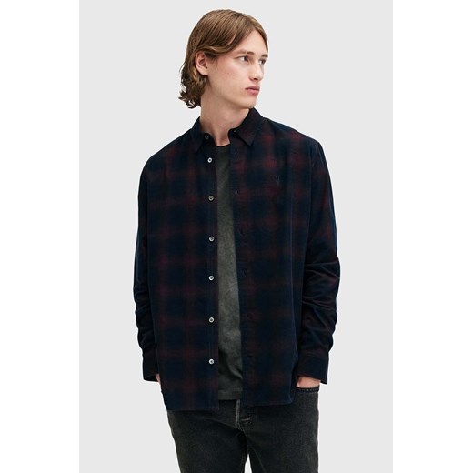 AllSaints koszula bawełniana DAYBREAKER LS SHIRT męska kolor granatowy relaxed z kołnierzykiem klasycznym M033SB ze sklepu ANSWEAR.com w kategorii Koszule męskie - zdjęcie 175386102