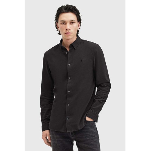 AllSaints koszula bawełniana LOVELL LS SHIRT męska kolor czarny slim z kołnierzykiem klasycznym M152SB ze sklepu ANSWEAR.com w kategorii Koszule męskie - zdjęcie 175386153