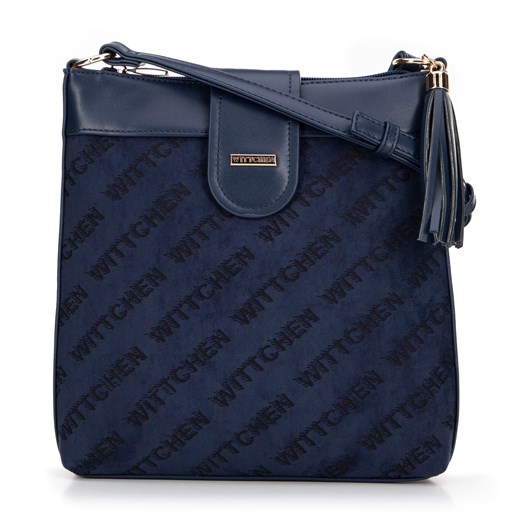 Damska crossbody z ekoskóry w logo granatowa ze sklepu WITTCHEN w kategorii Listonoszki - zdjęcie 175393274