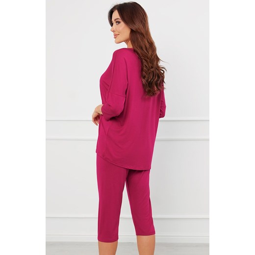 Piżama damska z rękawem i spodniami 3/4 wino Natura, Kolor wino, Rozmiar S, Gee One ze sklepu Intymna w kategorii Piżamy damskie - zdjęcie 175396592