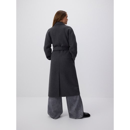 Reserved - Długi płaszcz oversize z wełną - ciemnoszary Reserved L Reserved