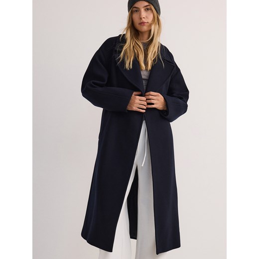 Reserved - Płaszcz z wełną - granatowy Reserved L Reserved