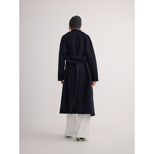 Reserved - Płaszcz z wełną - granatowy Reserved S Reserved