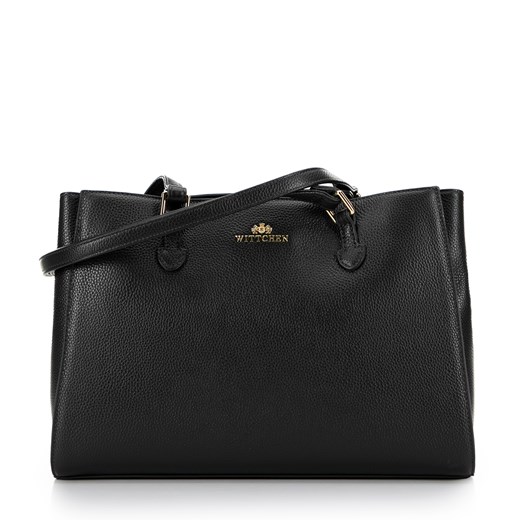 Shopperka ze skóry naturalnej dwukomorowa czarno - złota ze sklepu WITTCHEN w kategorii Torby Shopper bag - zdjęcie 175400054