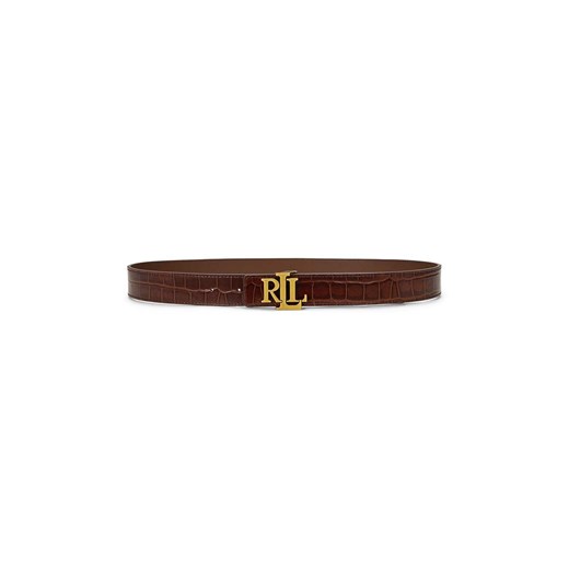 Lauren Ralph Lauren pasek skórzany damski kolor brązowy 412951446 ze sklepu ANSWEAR.com w kategorii Paski damskie - zdjęcie 175402062