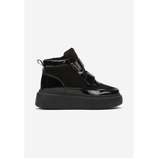 Czarne Botki w Stylu Sneakersów na Platformie z Zapięciem na Rzep Savalithe Renee 36 promocja renee.pl