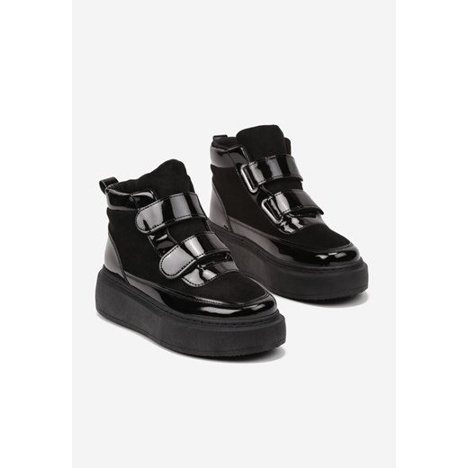 Czarne Botki w Stylu Sneakersów na Platformie z Zapięciem na Rzep Savalithe Renee 36 renee.pl wyprzedaż