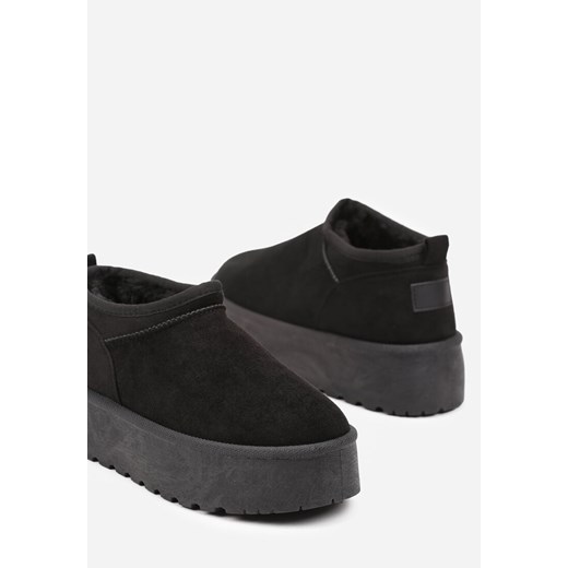 Czarne Wsuwane Śniegowce na Platformie o Niskiej Cholewce Weritana 36 born2be.pl wyprzedaż