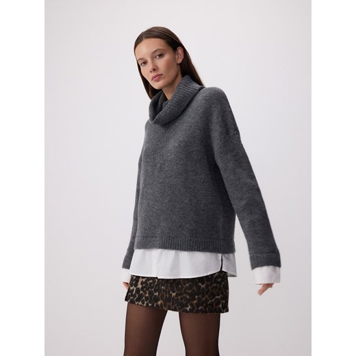 Reserved - Sweter z golfem - ciemnoszary Reserved S Reserved