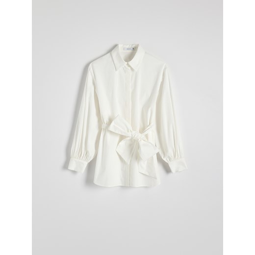 Reserved - Bawełniana koszula z wiązaniem - biały Reserved XL Reserved