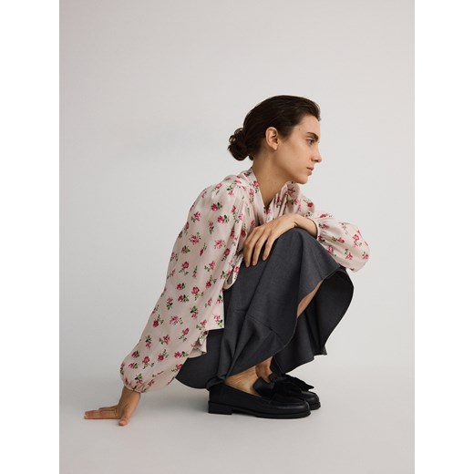 Reserved - Skórzane loafersy z kokardą - czarny Reserved 36 Reserved