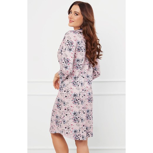 Bawełniana koszula nocna damska z rękawem 3/4 Lacenta, Kolor różowy-wzór, Rozmiar S, Italian Fashion ze sklepu Primodo w kategorii Koszule nocne - zdjęcie 175415463