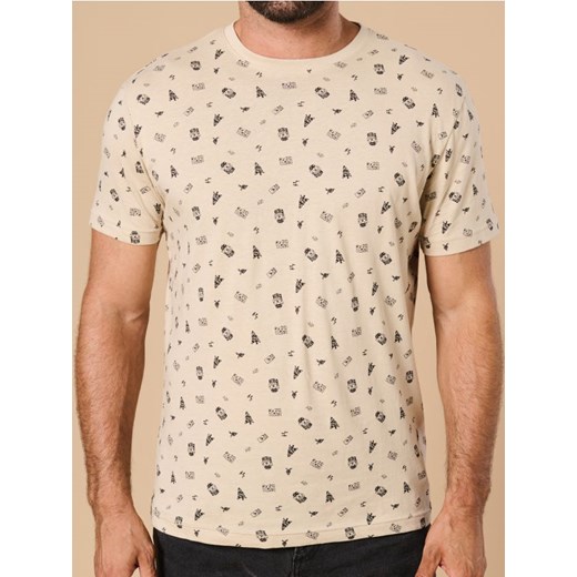 Sinsay - Koszulka ze świątecznym nadrukiem - beżowy ze sklepu Sinsay w kategorii T-shirty męskie - zdjęcie 175418354