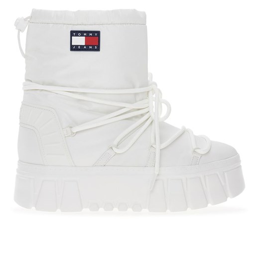 Buty Tommy Jeans Hybrid Boot EN0EN02601-YBL - białe ze sklepu streetstyle24.pl w kategorii Śniegowce damskie - zdjęcie 175419001
