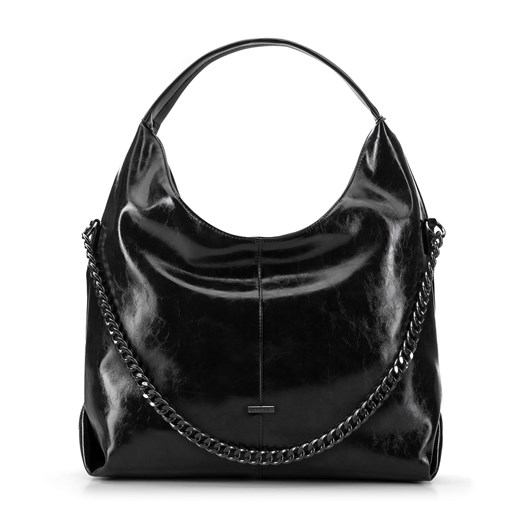 Damska shopperka z ozdobnym łańcuszkiem czarna ze sklepu WITTCHEN w kategorii Torby Shopper bag - zdjęcie 175419983