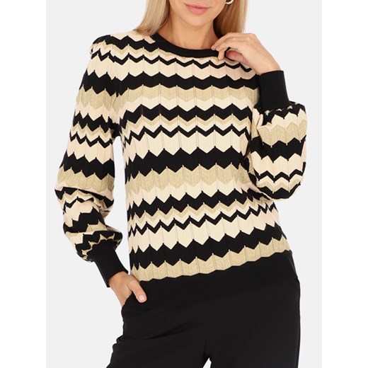 Sweter damski ze wzorem w zygzaki Smashed Lemon 24614 ze sklepu Eye For Fashion w kategorii Swetry damskie - zdjęcie 175421433