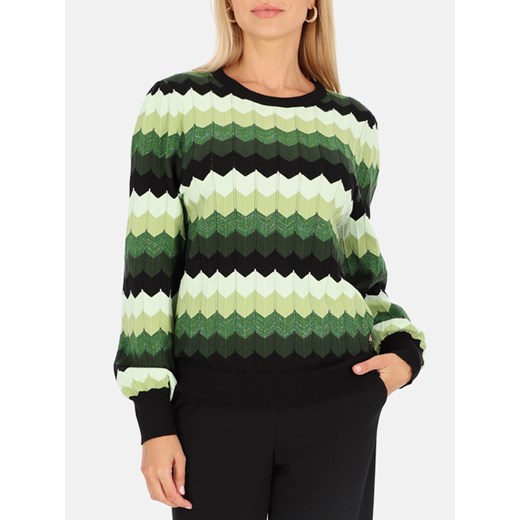 Sweter damski ze wzorem w zygzaki Smashed Lemon 24615 ze sklepu Eye For Fashion w kategorii Swetry damskie - zdjęcie 175421461