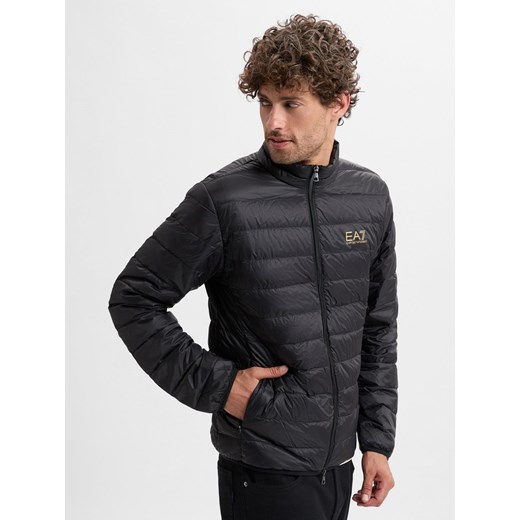 EA7 Emporio Armani Pikowana kurtka męska Mężczyźni czarny jednolity ze sklepu vangraaf w kategorii Kurtki męskie - zdjęcie 175422552