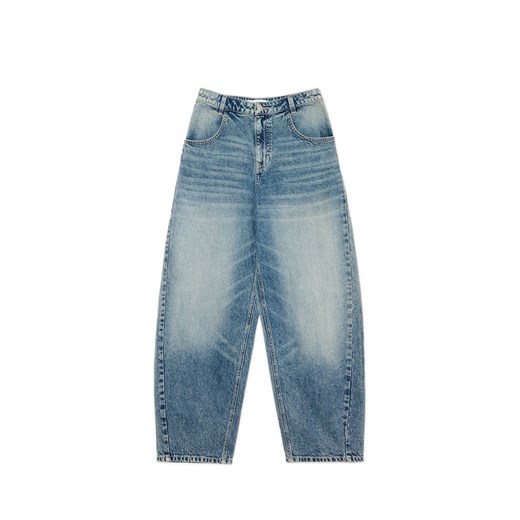 Cropp - Niebieskie jeansy skater z efektem sprania - niebieski ze sklepu Cropp w kategorii Jeansy damskie - zdjęcie 175427613