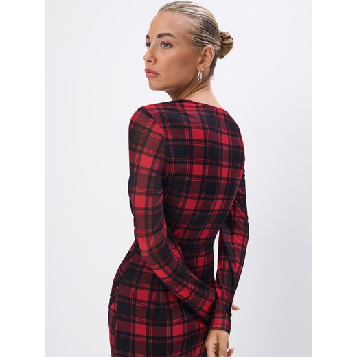 Mohito - Czerwona sukienka midi w kratę - czerwony Mohito XL Mohito