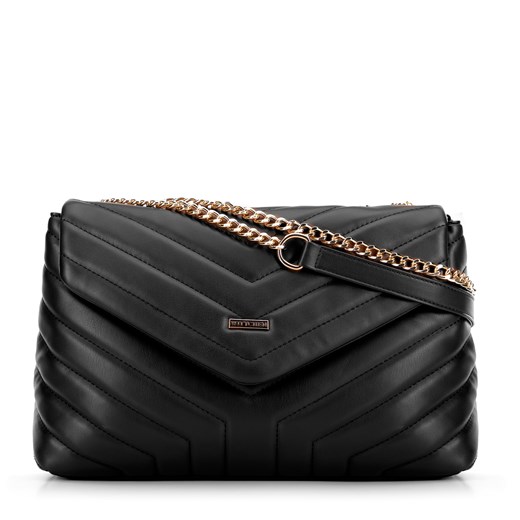 Damska crossbody na łańcuszku z ekoskóry czarna ze sklepu WITTCHEN w kategorii Listonoszki - zdjęcie 175436613