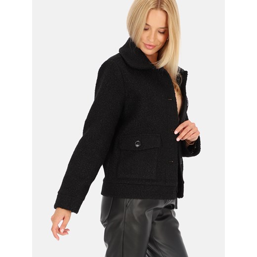 Czarna kurtka o prostym króju Smashed Lemon 24708 ze sklepu Eye For Fashion w kategorii Kurtki damskie - zdjęcie 175439314