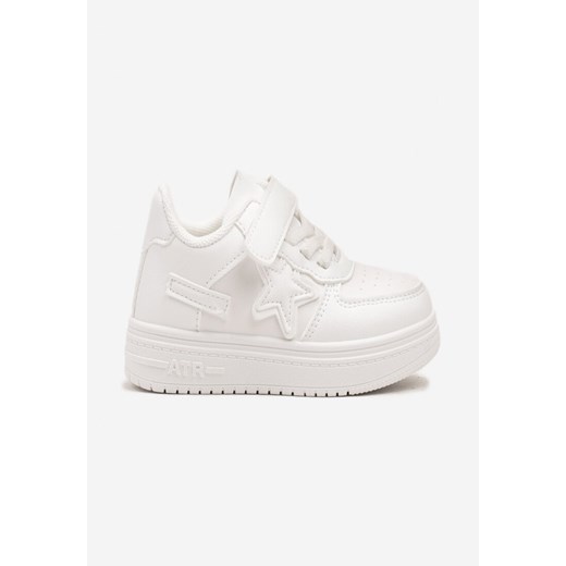 Białe Sznurowane Buty Sportowe Sneakersy na Płaskiej Podeszwie Ozdobione Gwiazdką Sianis ze sklepu renee.pl w kategorii Buty sportowe dziecięce - zdjęcie 175439542