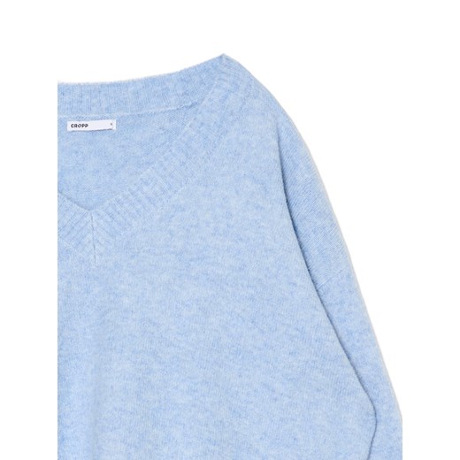 Cropp - Gładki jasnoniebieski sweter - błękitny Cropp XS Cropp
