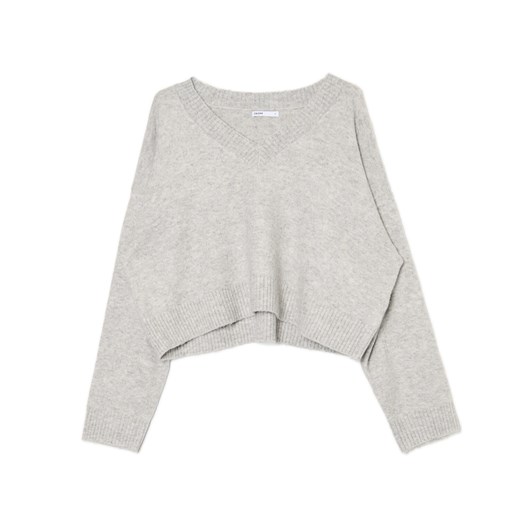 Cropp - Gładki jasnoszary sweter - jasny szary Cropp S Cropp