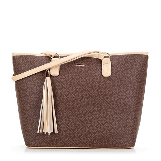 Damska shopperka z chwostem i monogramem brązowa ze sklepu WITTCHEN w kategorii Torby Shopper bag - zdjęcie 175440262
