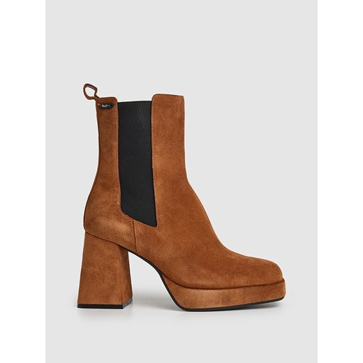 Pepe Jeans FOOTWEAR Skórzane botki &quot;Abba&quot; w kolorze jasnobrązowym ze sklepu Limango Polska w kategorii Botki - zdjęcie 175442991