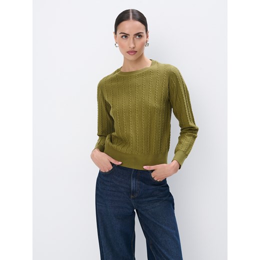 Mohito - Sweter z ozdobnym splotem - khaki Mohito XS Mohito