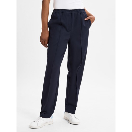 Tommy Hilfiger Damskie spodnie materiałowe Kobiety granatowy jednolity ze sklepu vangraaf w kategorii Spodnie damskie - zdjęcie 175451334