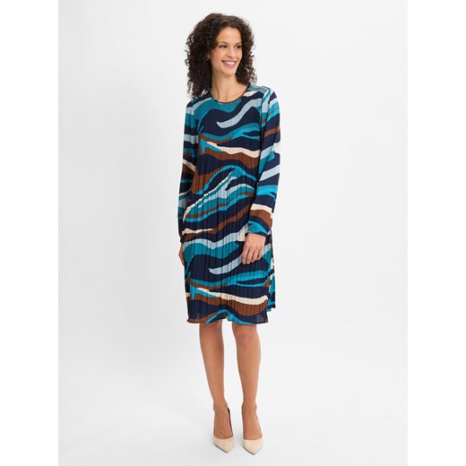 Betty Barclay Damska sukienka plisowana Kobiety cyjan wzorzysty ze sklepu vangraaf w kategorii Sukienki - zdjęcie 175452482