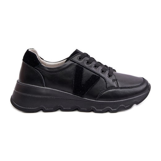 Skórzane Buty Sportowe Damskie Vinceza 7918 Czarne ze sklepu ButyModne.pl w kategorii Buty sportowe damskie - zdjęcie 175454711
