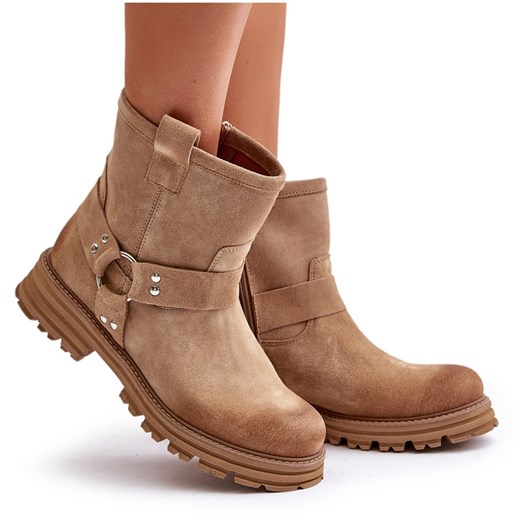 Botki Lewski Shoes casual na zamek z zamszu