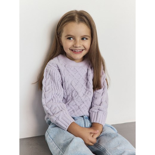 Reserved - Sweter z ozdobnym splotem - lawendowy Reserved 92 (1 Reserved