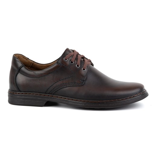 KOMODO Buty męskie ze skóry naturalnej sznurowane 933KOM ciemno brązowe czarne ze sklepu ButyModne.pl w kategorii Półbuty męskie - zdjęcie 175459711