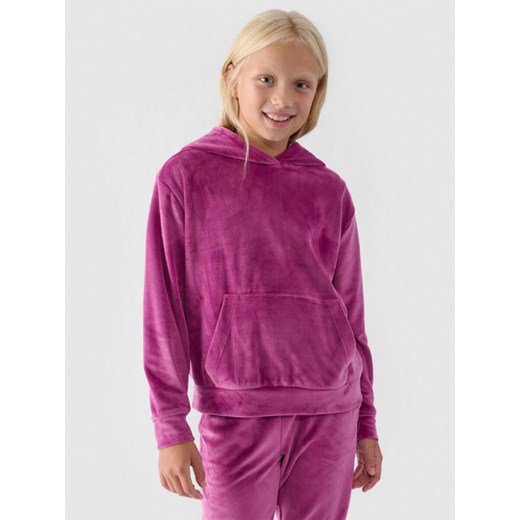 Dziewczęca bluza dresowa 4F 4FJWAW24TSWSF1216 - różowa ze sklepu Sportstylestory.com w kategorii Bluzy dziewczęce - zdjęcie 175466483