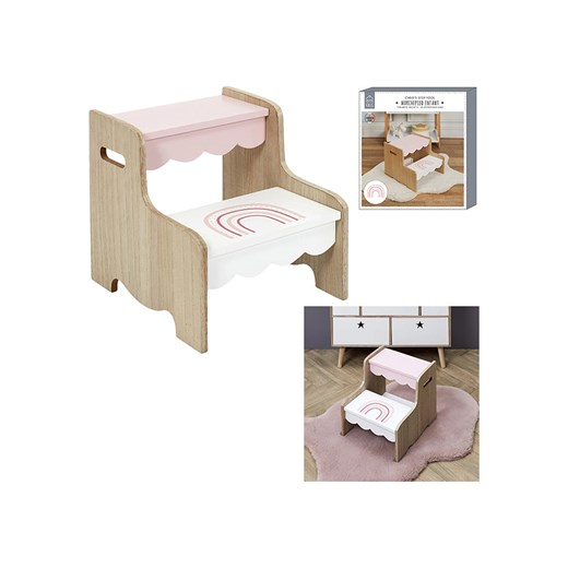 The Home Deco Kids Hocker w kolorze biało-beżowym ze schodkami - 30 x 33 x 30 cm ze sklepu Limango Polska w kategorii Meble dziecięce - zdjęcie 175471260